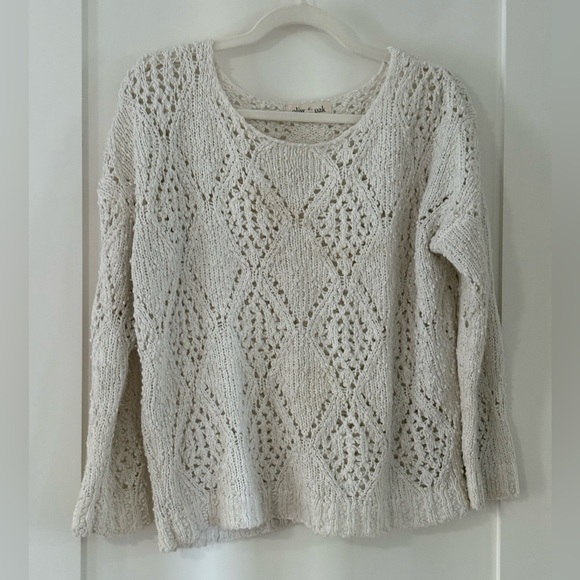 OLIVE & OAK | neutral cream crochet style Sweater, acrylic blend, size medium - Picture 1 of 6